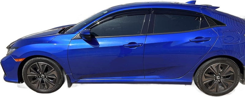 Optimal Co 2016-2021 Tape-On Rain Guards for Honda Civic Hatchback Side Window Visor Deflectors 10th Gen HB Type-R EX EX-L LX Sport Touring 3D Wavy JDM Style Vent Shades - Image 2